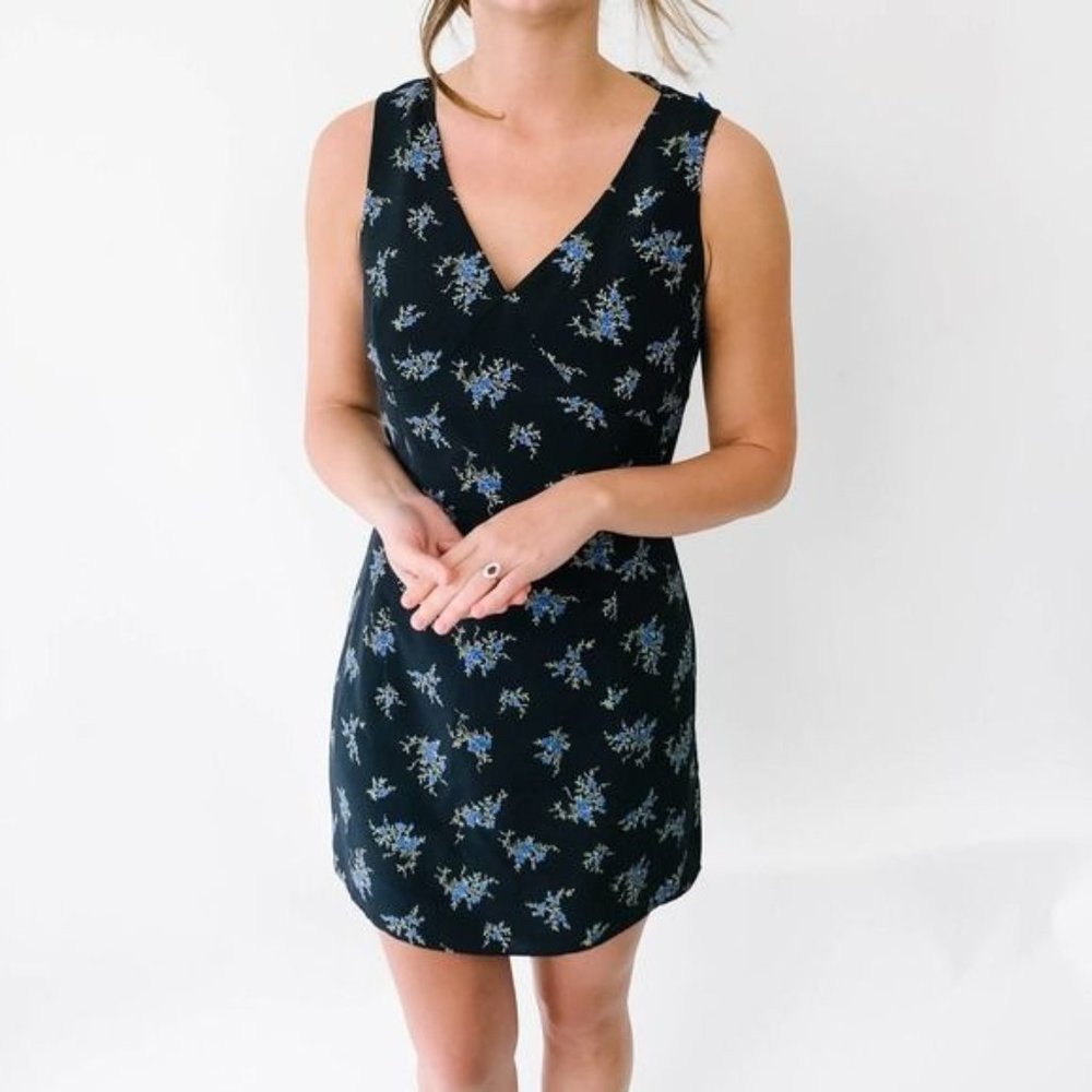 Vintage Navy Floral Dress/Romper 8